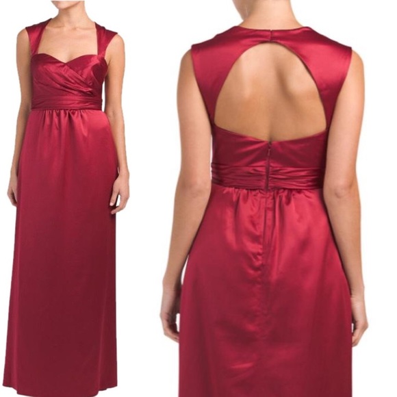 Amsale | cranberry ruby red silky sweetheart gown - Picture 2 of 8